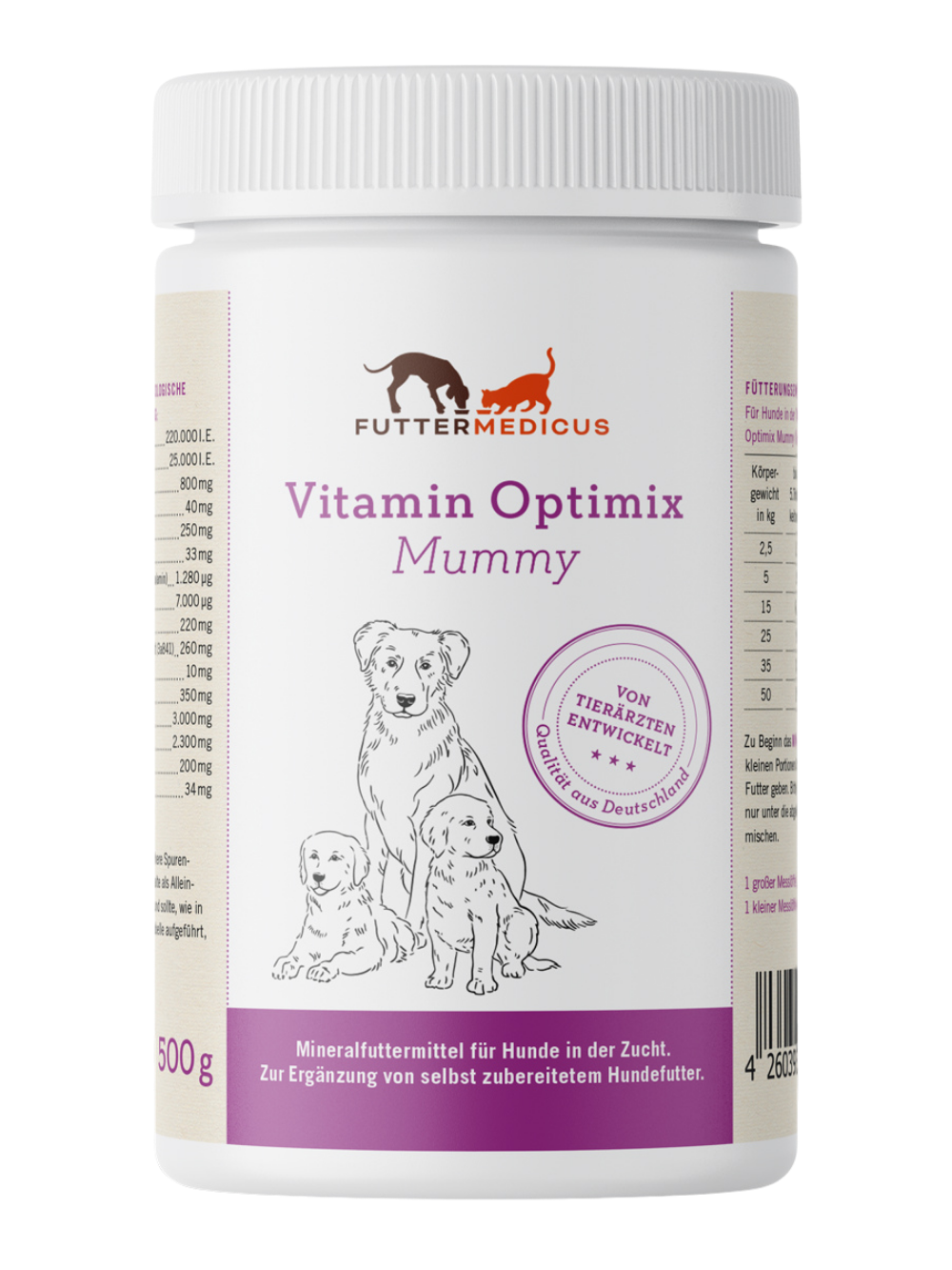 Futtermedicus | Vitamin Optimix Cani Mummy 500 g I Futterzusatz für trächtige und laktierende Hündinnen