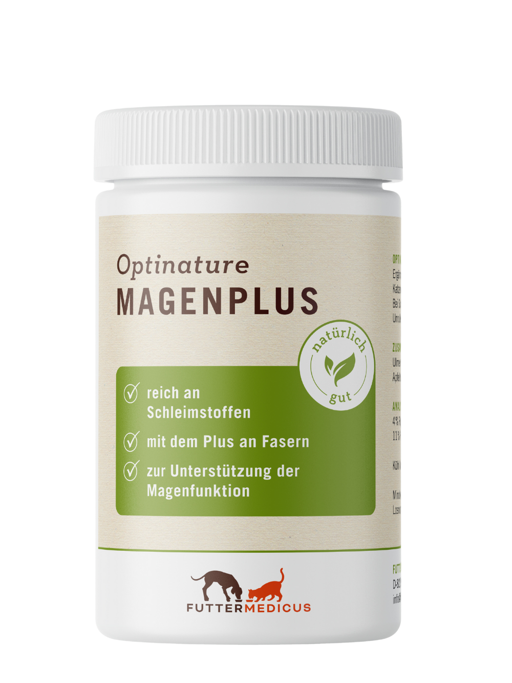 Futtermedicus | Optinature MagenPlus 80 g I Magenschutz für Hunde und Katzen